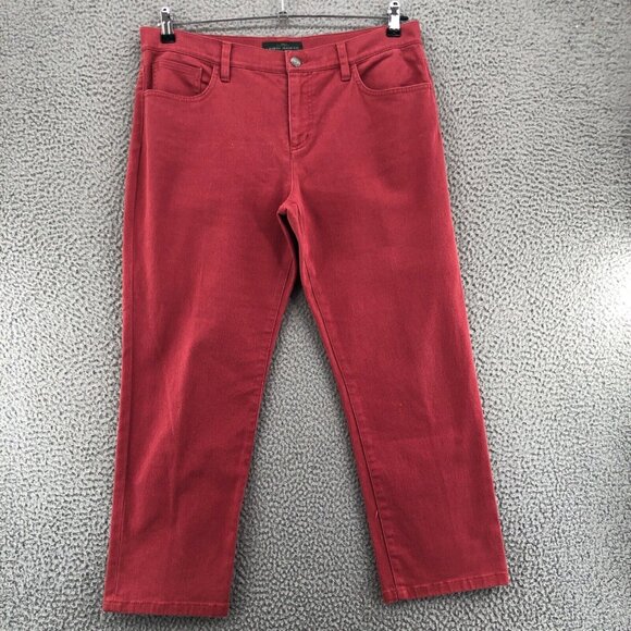 Lauren Ralph Lauren Denim - Lauren Ralph Lauren Jeans Womens 14 Red Cropped Modern Straight Stretch Twill